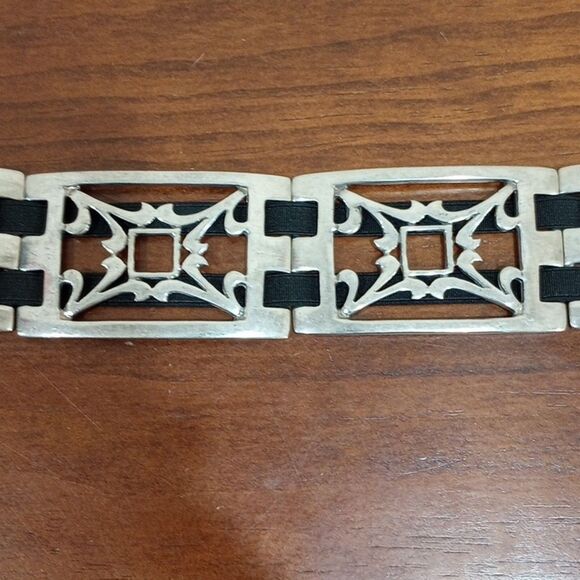 Suzi Roher 1949 Art Deco Silver Metal Stretch Elastic Statement Belt